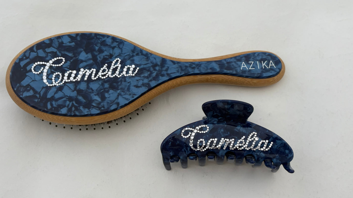 Personalized Round Brush + Clip Set
