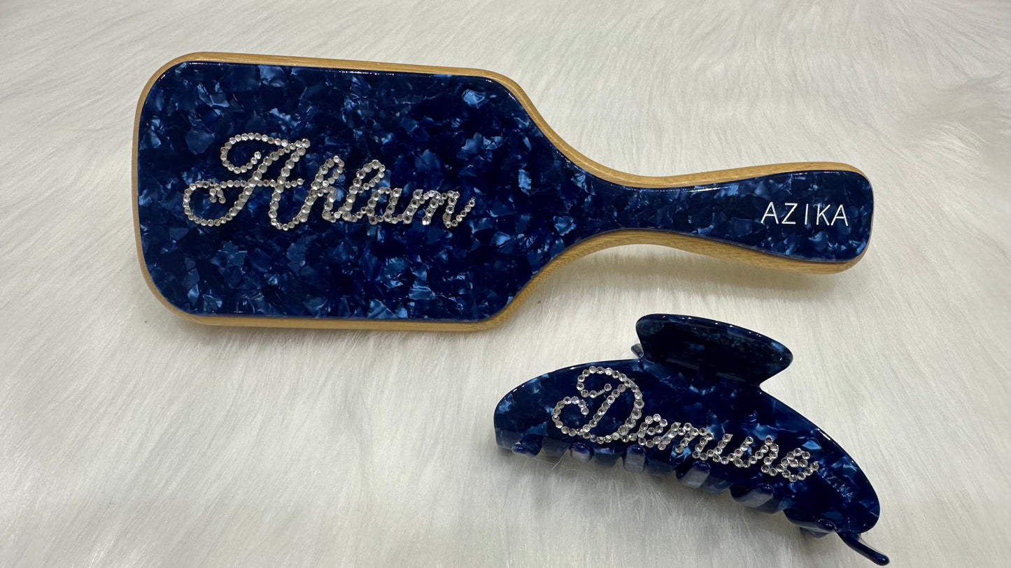 Personalized Bamboo Brush + Clip Set