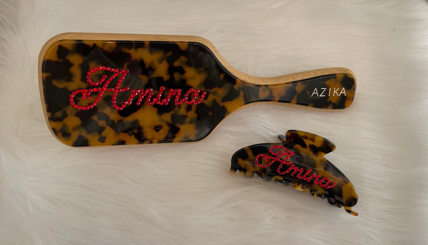 Personalized Bamboo Brush + Clip Set