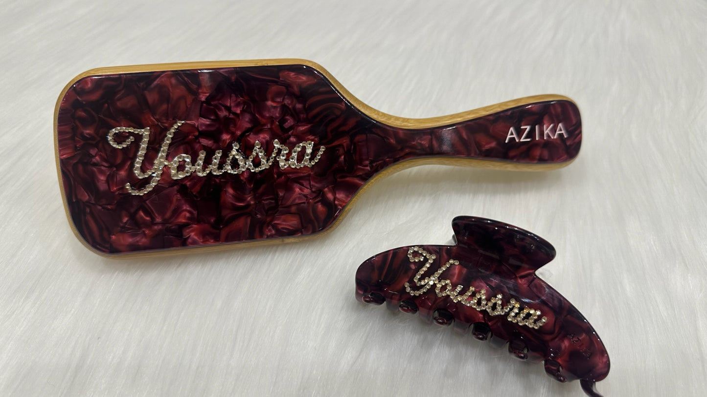 Personalized Bamboo Brush + Clip Set