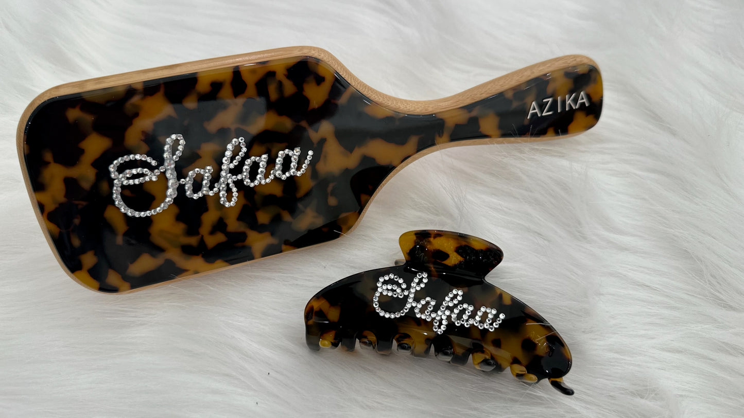 Personalized Bamboo Brush + Clip Set