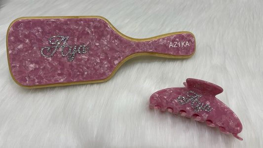 Personalized Bamboo Brush + Clip Set