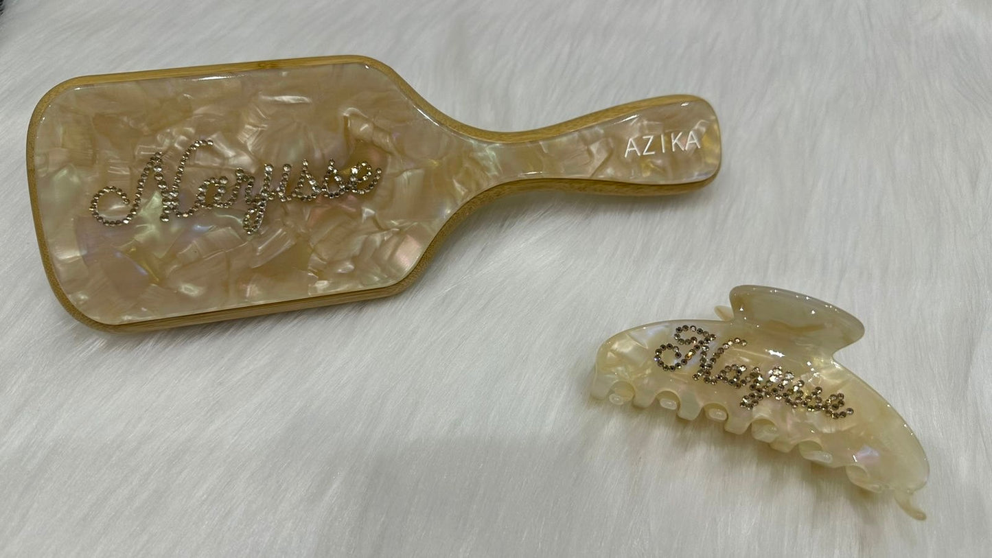 Personalized Bamboo Brush + Clip Set